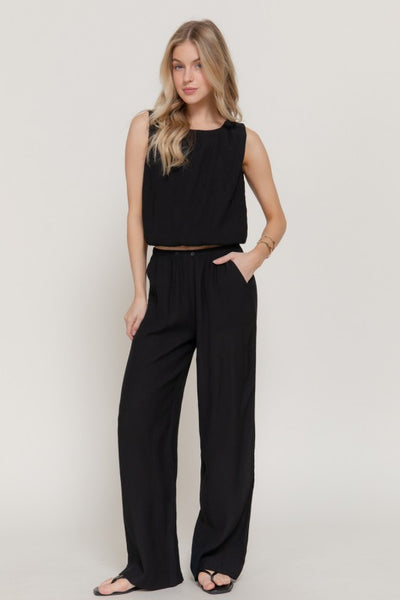 SUNSET SOIREE SLEEVELESS BALLOON TOP IN BLACK-Tops-MODE-Couture-Boutique-Womens-Clothing