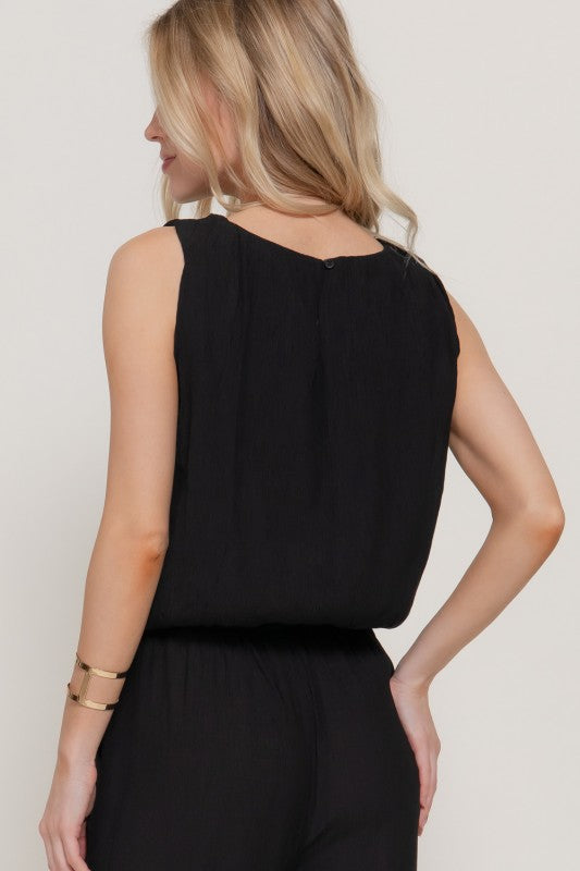 SUNSET SOIREE SLEEVELESS BALLOON TOP IN BLACK-Tops-MODE-Couture-Boutique-Womens-Clothing