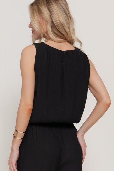 SUNSET SOIREE SLEEVELESS BALLOON TOP IN BLACK-Tops-MODE-Couture-Boutique-Womens-Clothing