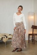 LEOPARD PRINT PLEATED MAXI SKIRT