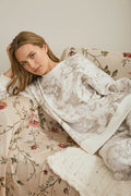 UNPHAZED FLORAL PATTERN BOXY MINERAL WASH CREW NECK