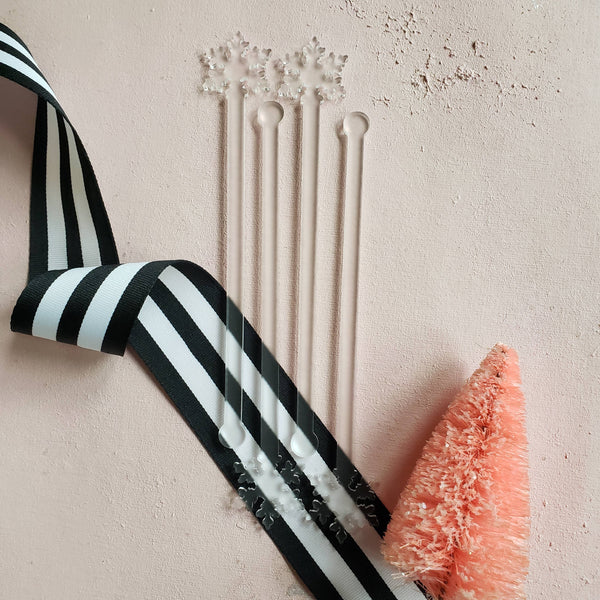 PINK CHRISTMAS ACRYLIC STIR STICKS ASSORTED-BARWARE-MODE-Couture-Boutique-Womens-Clothing