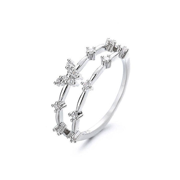 DAINTY DOUBLE LAYER BUTTERFLY RING 925 STERLING SILVER IN GOLD-RING-MODE-Couture-Boutique-Womens-Clothing