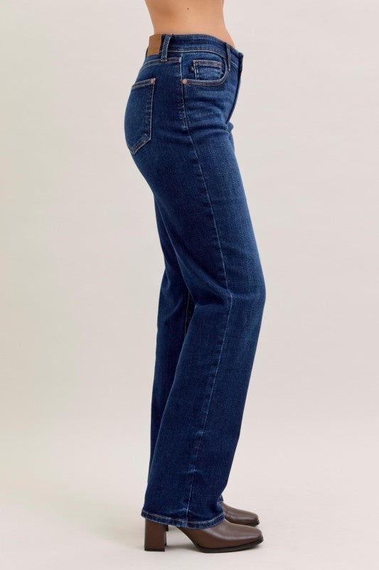 MID RISE STRAIGHT JEAN IN DARK DENIM