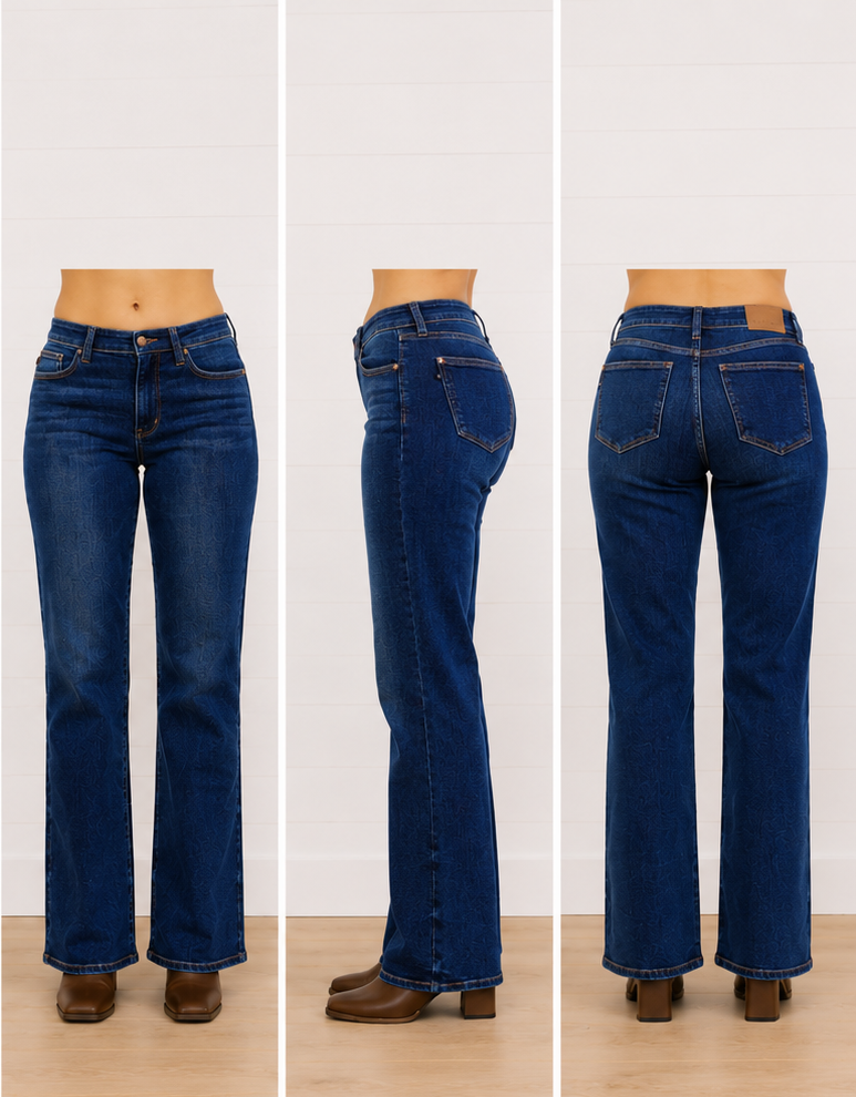 CHARLOTTE HIGH RISE FLARE MODERN JEANS IN DARK INDIGO