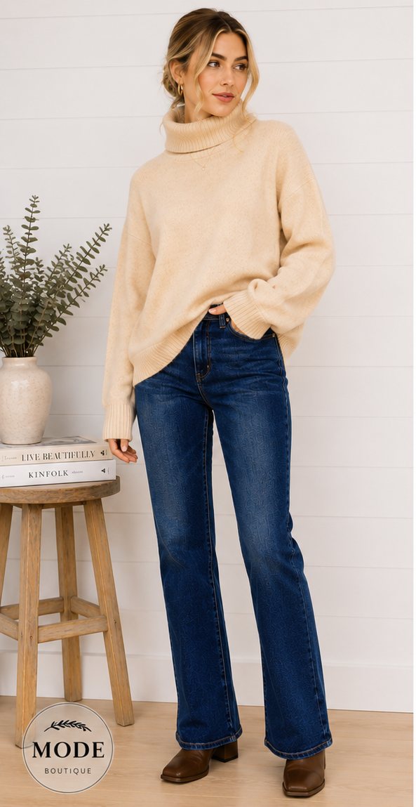 CHARLOTTE HIGH RISE FLARE MODERN JEANS IN DARK INDIGO