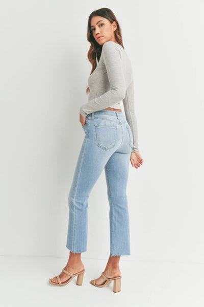 JBD DENIM HIGH RISE CROPPED DEMI FLARE IN LIGHT WASH-Jeans-MODE-Couture-Boutique-Womens-Clothing