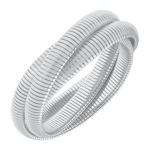 Florence Interlocking 3-Row Watchband Bangle: Satin Gold-MODE-Couture-Boutique-Womens-Clothing
