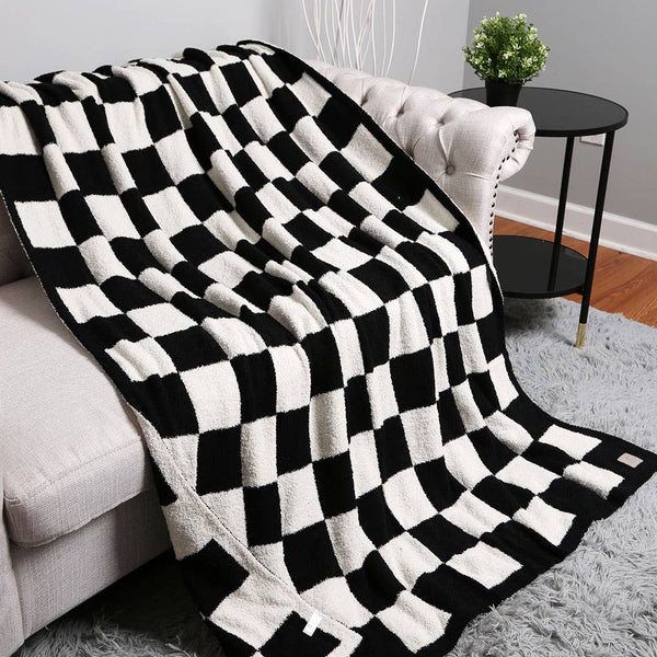 50 X 60" CHECKERBOARD PATTERN THROW BLANKET-Blanket-MODE-Couture-Boutique-Womens-Clothing