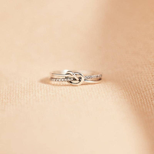 DOUBLE BAND KNOT STACKING RING 925 STERLING SILVER IN ROSE GOLD-RING-MODE-Couture-Boutique-Womens-Clothing