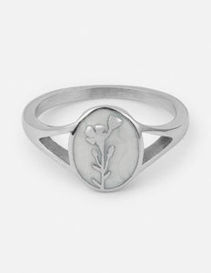 Silver Wildflower Signet Ring: 7-MODE-Couture-Boutique-Womens-Clothing