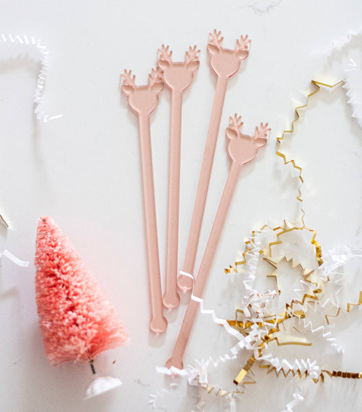 PINK CHRISTMAS ACRYLIC STIR STICKS ASSORTED-BARWARE-MODE-Couture-Boutique-Womens-Clothing