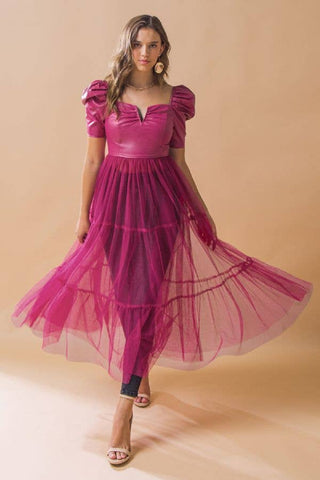 STARLIGHT DREAM FAUX LEATHER MAXI TOP IN PINK-Tops-MODE-Couture-Boutique-Womens-Clothing