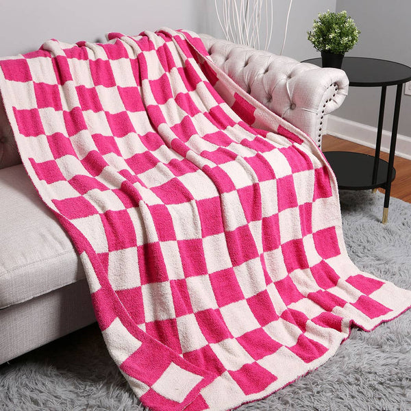 50 X 60" CHECKERBOARD PATTERN THROW BLANKET-Blanket-MODE-Couture-Boutique-Womens-Clothing