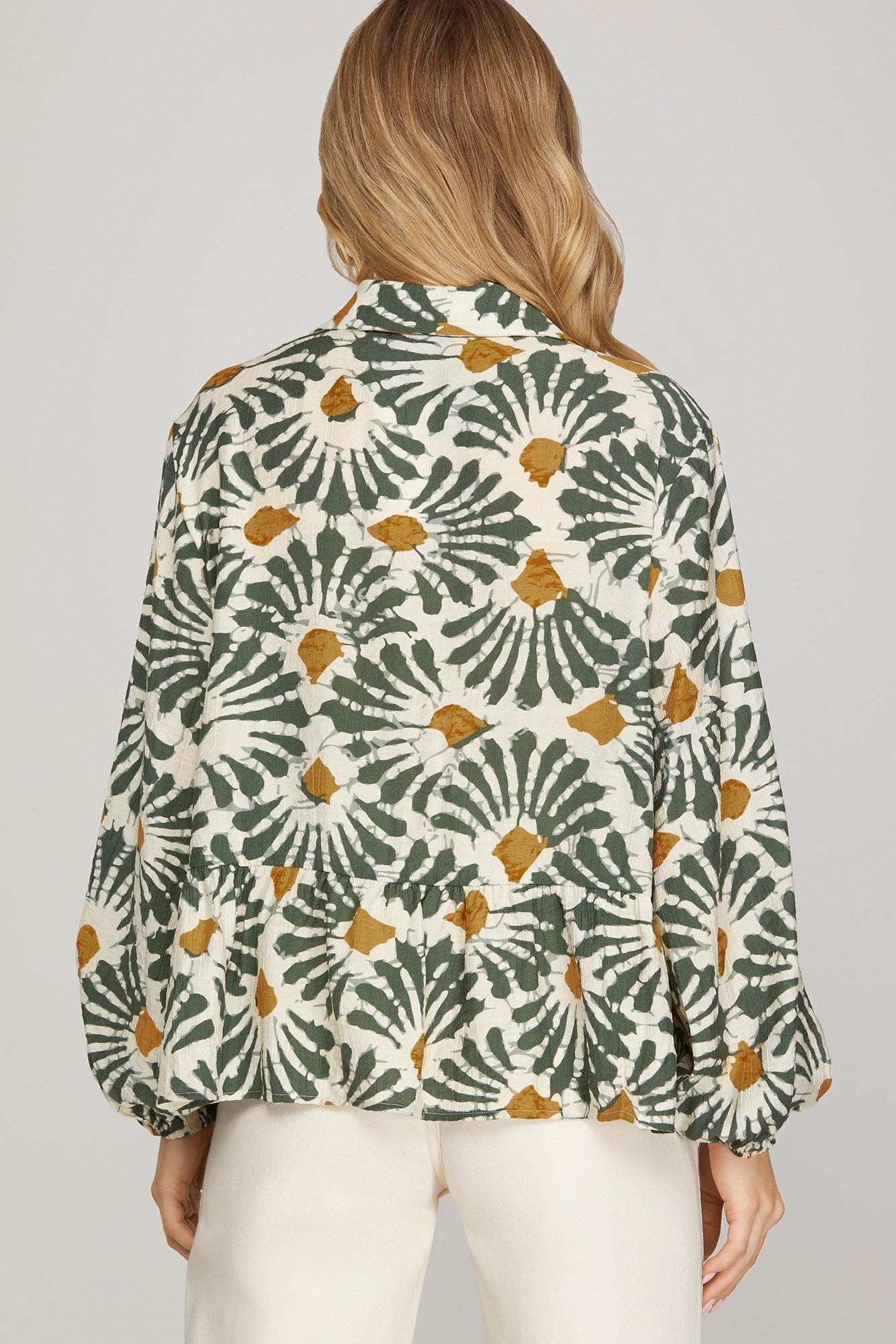 MAIZEY LONG SLEEVE BUTTON DOWN COLLARED TOP IN OLIVE-LONG SLEEVE TOP-MODE-Couture-Boutique-Womens-Clothing