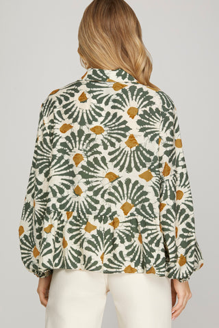 MAIZEY LONG SLEEVE BUTTON DOWN COLLARED TOP IN OLIVE-LONG SLEEVE TOP-MODE-Couture-Boutique-Womens-Clothing