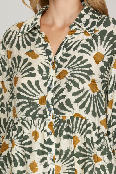 MAIZEY LONG SLEEVE BUTTON DOWN COLLARED TOP IN OLIVE-LONG SLEEVE TOP-MODE-Couture-Boutique-Womens-Clothing