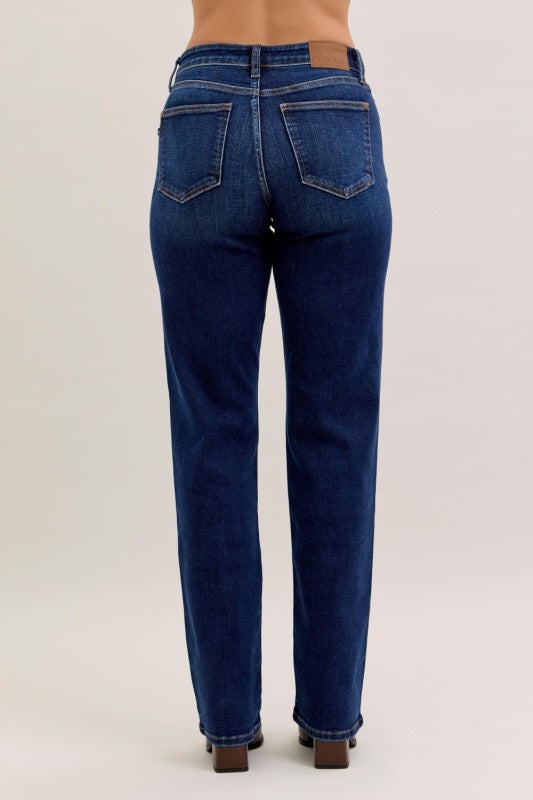 MID RISE STRAIGHT JEAN IN DARK DENIM
