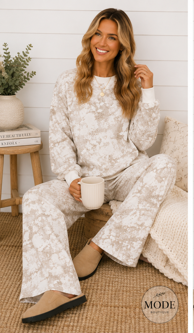 UNPHAZED FLORAL PATTERN BOXY MINERAL WASH SWEATPANTS-SWEATPANTS-MODE-Couture-Boutique-Womens-Clothing