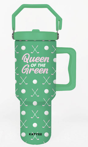 Queen of the Green Golf Tumbler with Handle: Green-MODE-Couture-Boutique-Womens-Clothing