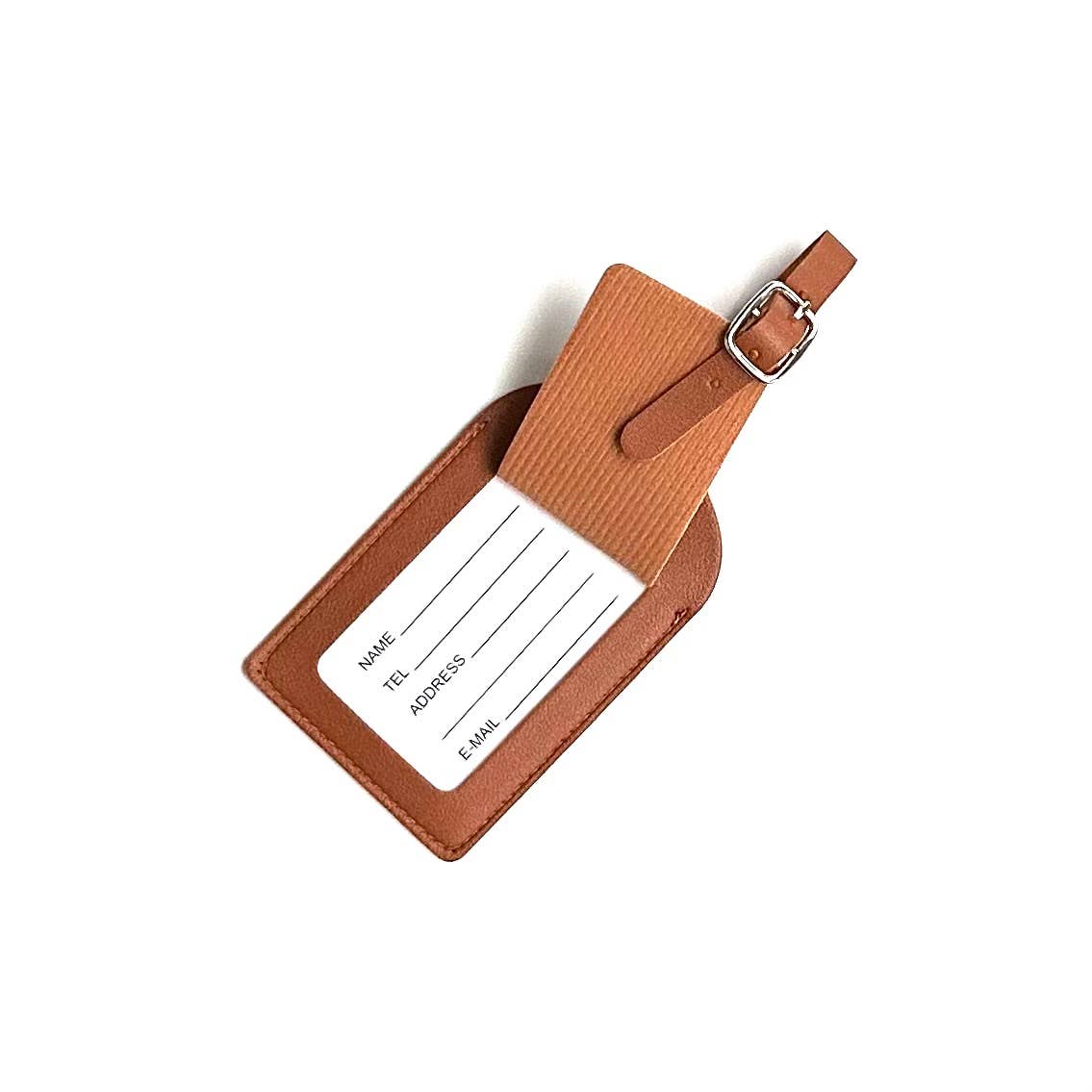 SOFT PU LEATHER TRAVEL LUGGAGE TAG IN COGNAC-MODE-Couture-Boutique-Womens-Clothing