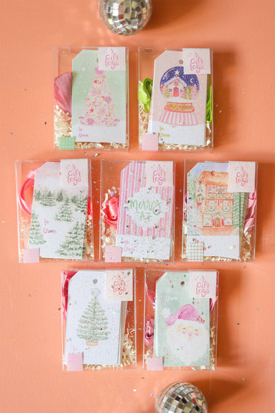 Pink decked out Christmas tree gift tags-MODE-Couture-Boutique-Womens-Clothing