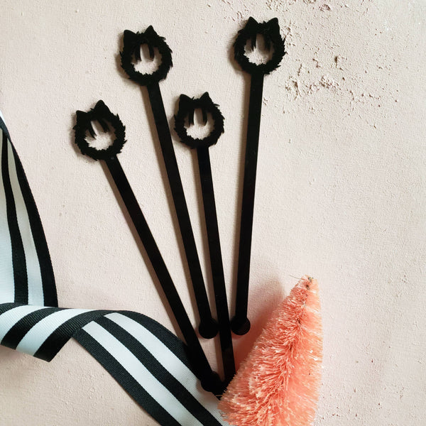 PINK CHRISTMAS ACRYLIC STIR STICKS ASSORTED-BARWARE-MODE-Couture-Boutique-Womens-Clothing