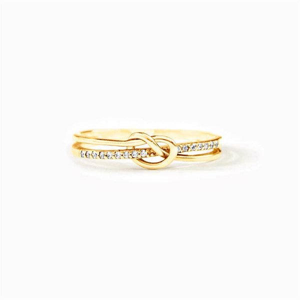 DOUBLE BAND KNOT STACKING RING 925 STERLING SILVER IN ROSE GOLD-RING-MODE-Couture-Boutique-Womens-Clothing