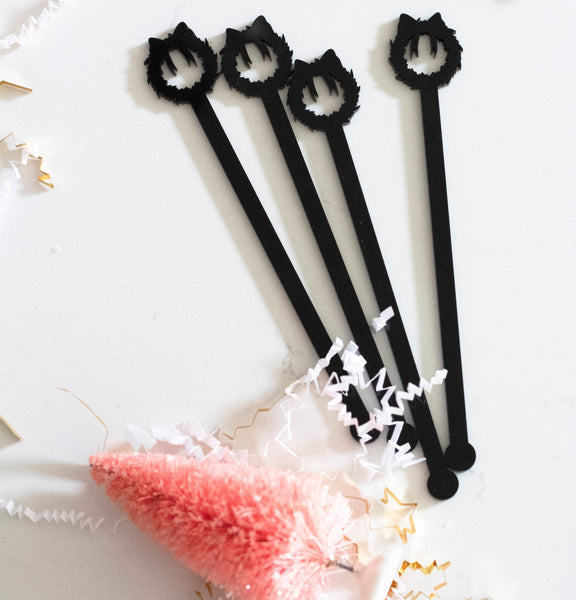PINK CHRISTMAS ACRYLIC STIR STICKS ASSORTED-BARWARE-MODE-Couture-Boutique-Womens-Clothing