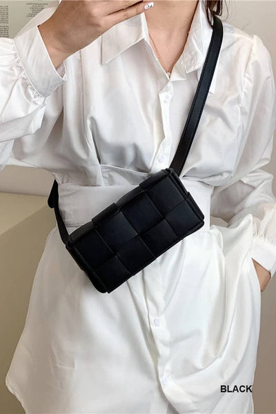 VEGAN LEATHER WOVEN CROSSBODY BAG IN WHITE-BAG-MODE-Couture-Boutique-Womens-Clothing