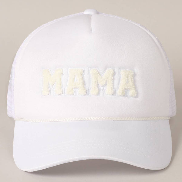 Pink MAMA Chenille Patched Trucker Cap-MODE-Couture-Boutique-Womens-Clothing
