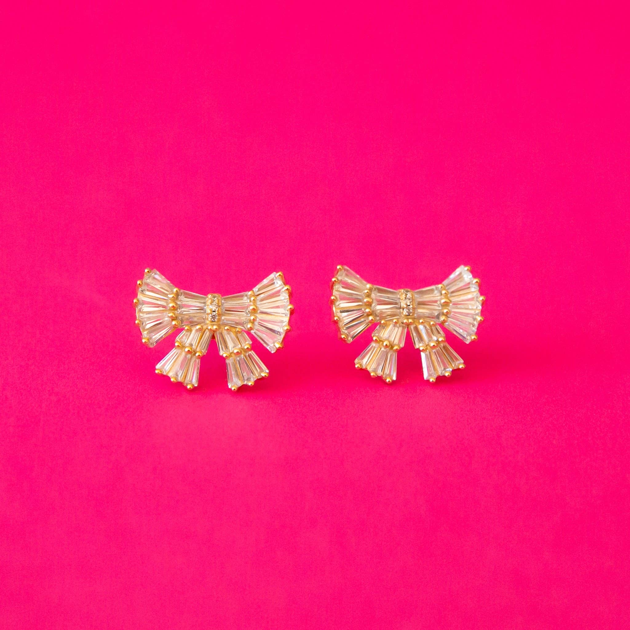 Holiday Sparkle Bow Earrings-EARRINGS-MODE-Couture-Boutique-Womens-Clothing