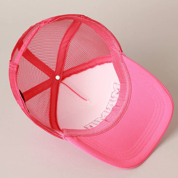 Pink MAMA Chenille Patched Trucker Cap-MODE-Couture-Boutique-Womens-Clothing