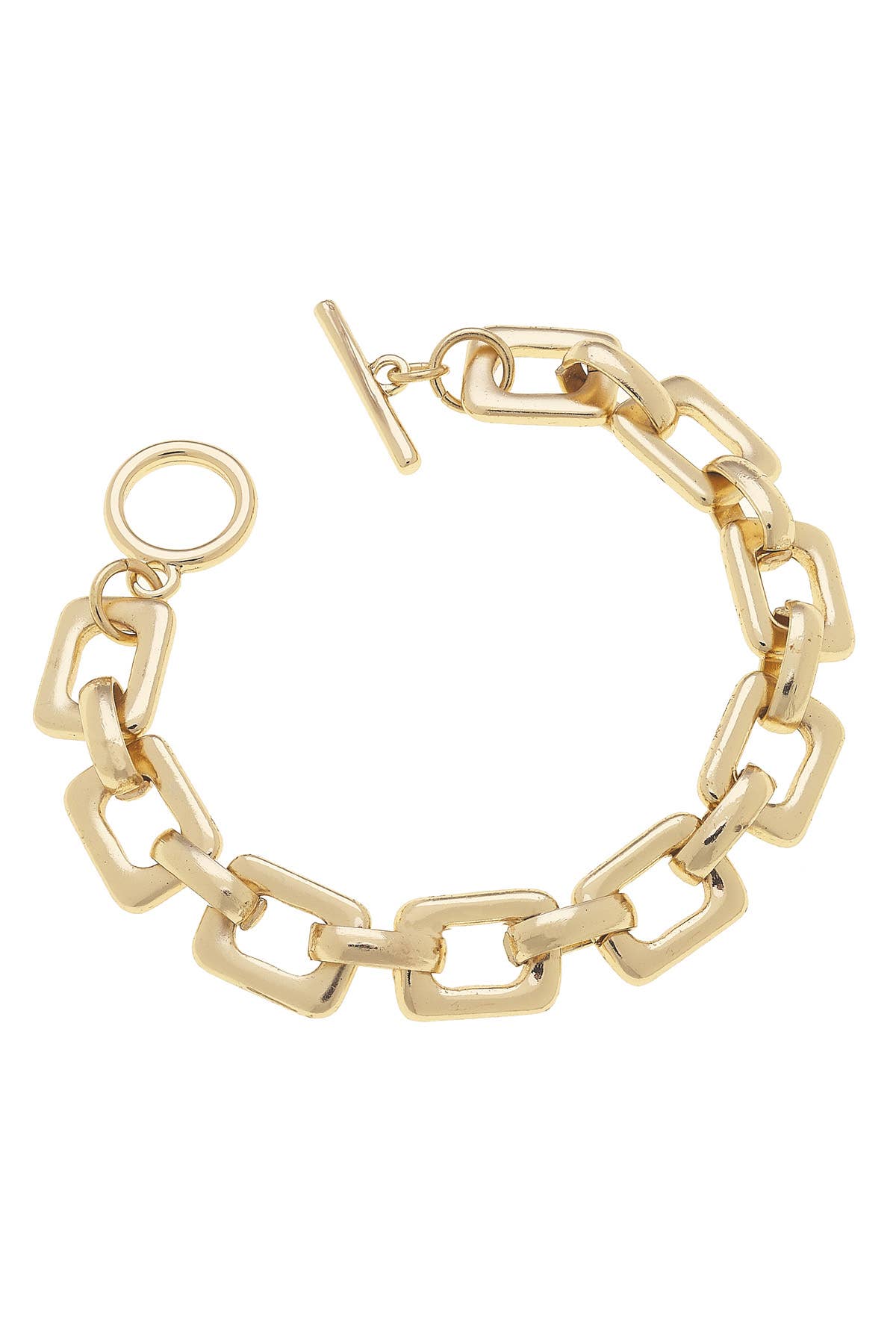 Conrad Chain Link Toggle Bracelet in Shiny Gold-MODE-Couture-Boutique-Womens-Clothing