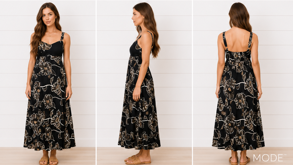 FALLING FOR YOU FLORAL EMBROIDERED MIDI DRESS IN BLACK-Dress-MODE-Couture-Boutique-Womens-Clothing