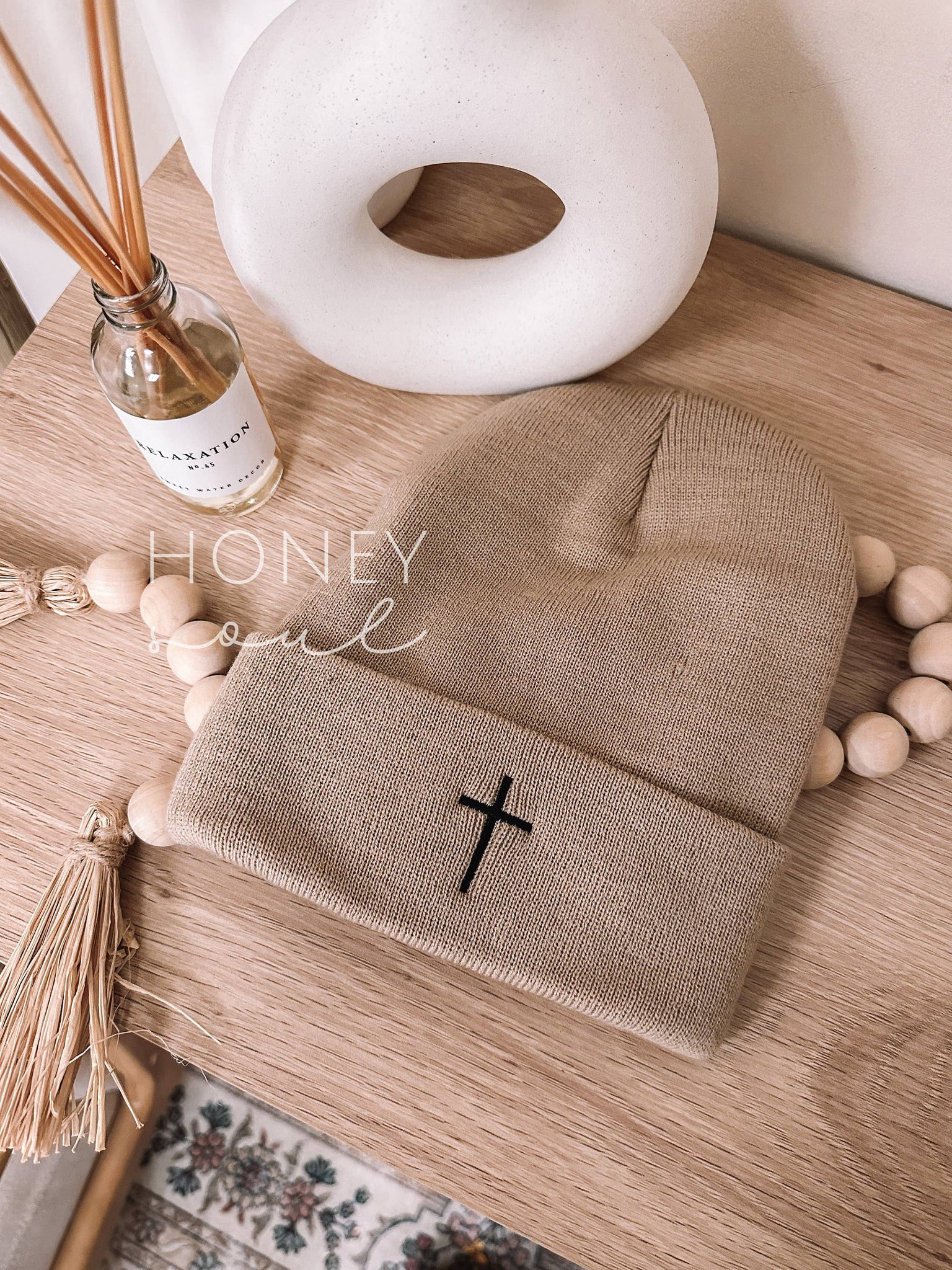 EMBROIDERED CROSS KNIT BEANIE (MULTI STYLES)-beanie hat-MODE-Couture-Boutique-Womens-Clothing