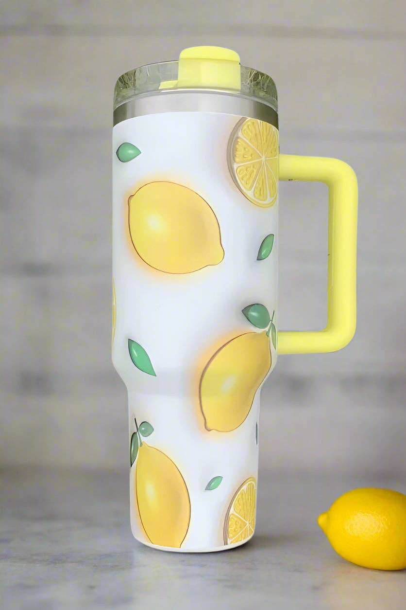 40oz Lemon Print Tumbler-MODE-Couture-Boutique-Womens-Clothing