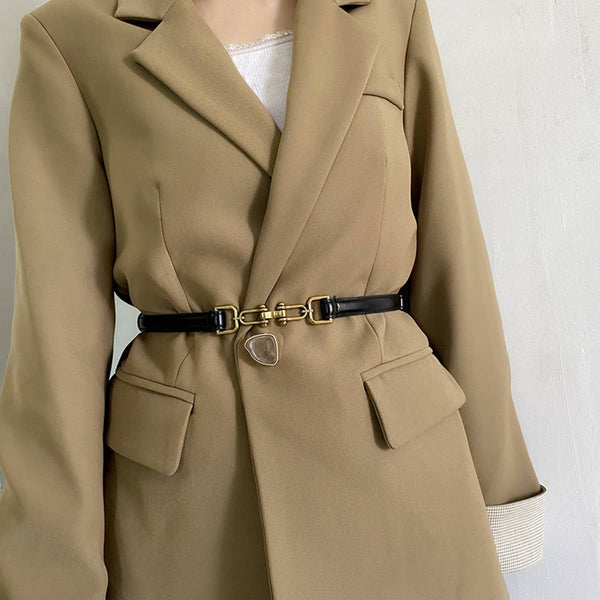 WAIST-HUGGING VINTAGE MATTE THIN BELT_CWABE0647: Black / (OS) 2-MODE-Couture-Boutique-Womens-Clothing