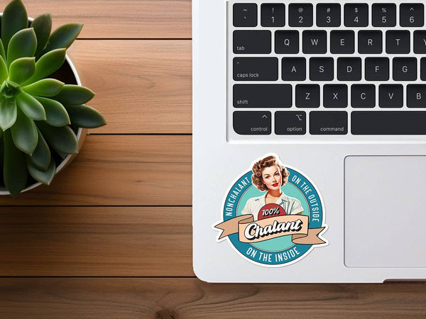 Nonchalant / 100% Chalant | Funny Sticker | Vintage Woman-MODE-Couture-Boutique-Womens-Clothing