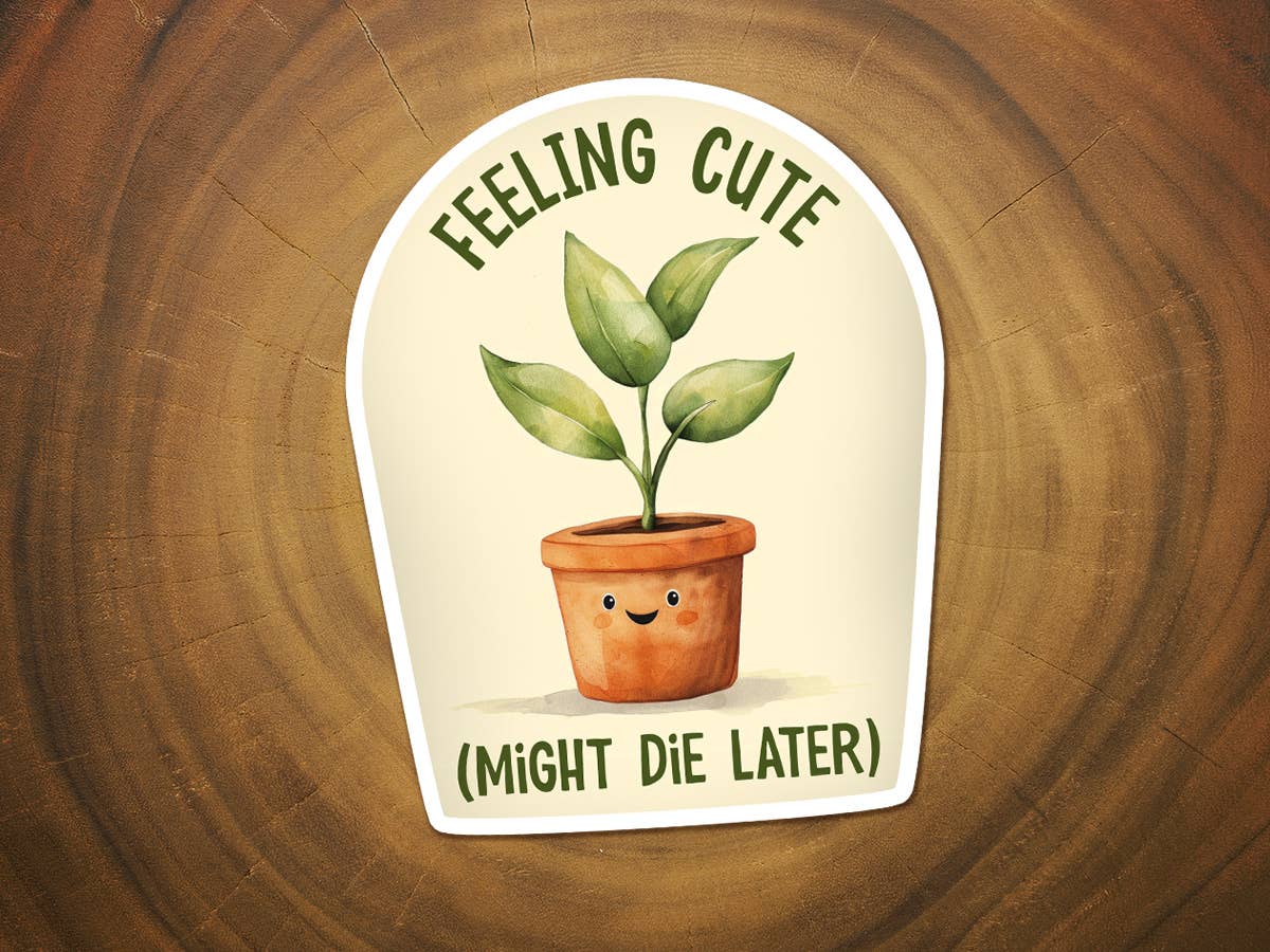 Feeling Cute, Might Die Later | Funny Plant Sticker | Plants: Medium-MODE-Couture-Boutique-Womens-Clothing