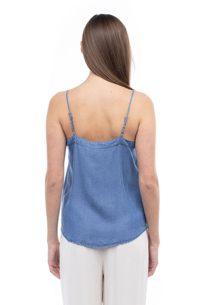 MISTI BUTTON DOWN TIED CAMI TOP IN DENIM-tank top-MODE-Couture-Boutique-Womens-Clothing