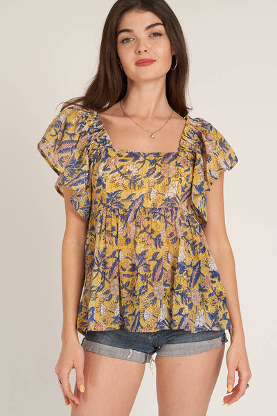GOLDEN HOUR SQUARE NECK TOP IN MARIGOLD-Tops-MODE-Couture-Boutique-Womens-Clothing