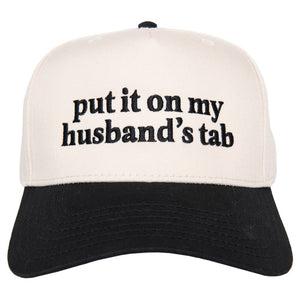 PUT IT ON MY HUSBAND'S TAB TWO-TONED VINTAGE HAT IN BLACK & BEIGE-HATS-MODE-Couture-Boutique-Womens-Clothing