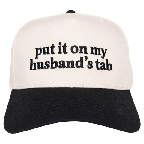 PUT IT ON MY HUSBAND'S TAB TWO-TONED VINTAGE HAT IN BLACK & BEIGE-HATS-MODE-Couture-Boutique-Womens-Clothing