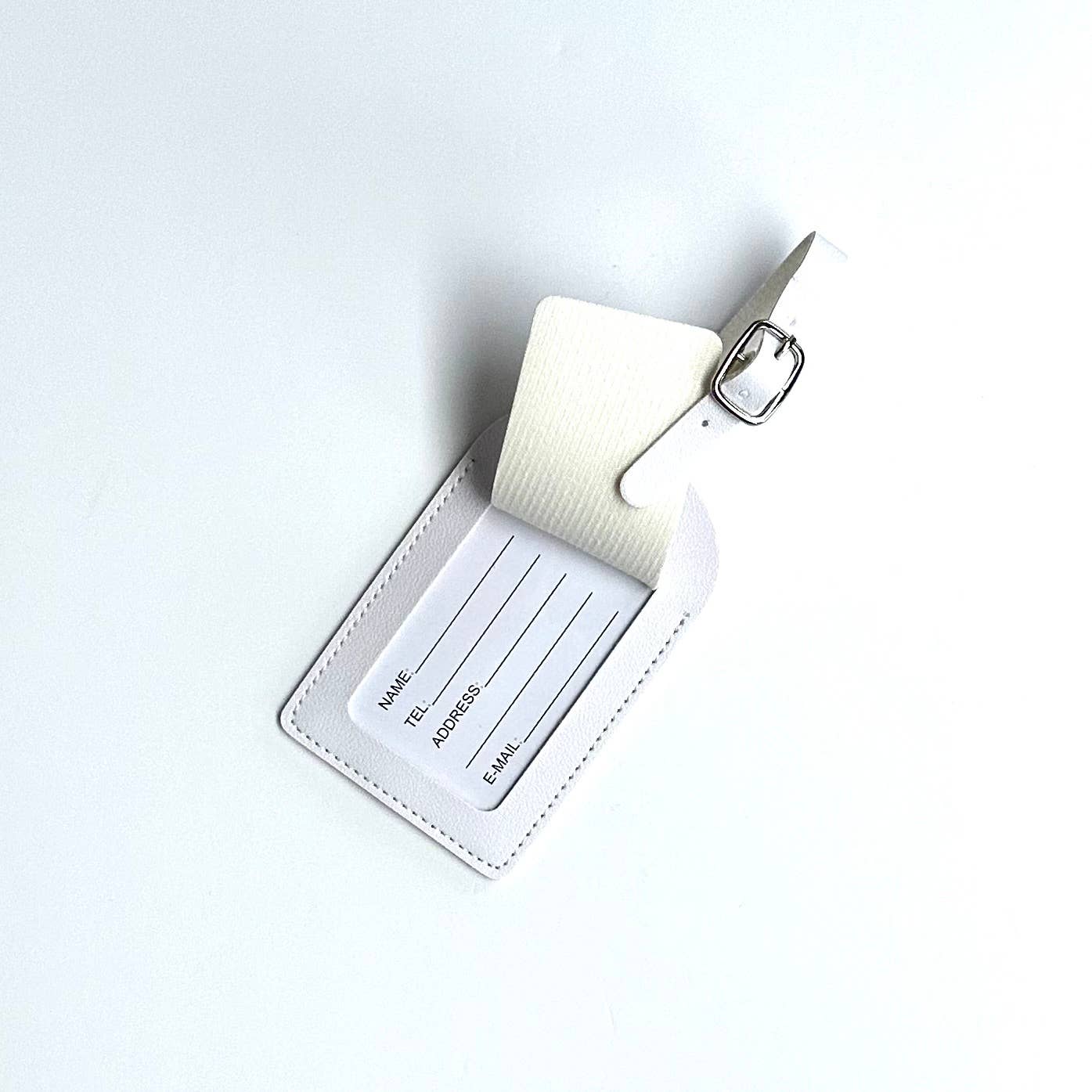 SOFT PU LEATHER TRAVEL LUGGAGE TAG IN WHITE-MODE-Couture-Boutique-Womens-Clothing