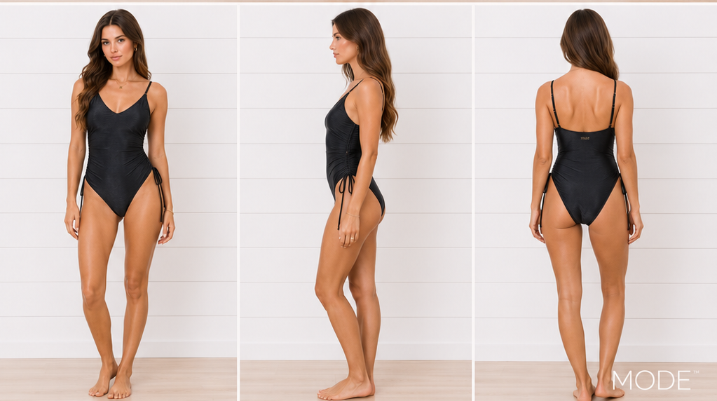 MB IRIDESCENT ONE PIECE SWIMSUIT IN BLACK-Swimwear-MODE-Couture-Boutique-Womens-Clothing