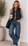 HIT THE HILLS SOLID REVERSIBLE PUFFER VEST IN BLACK-Vest-MODE-Couture-Boutique-Womens-Clothing