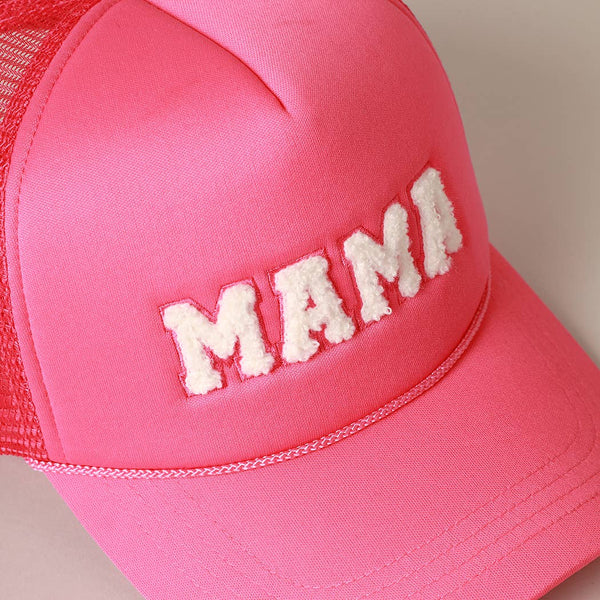 Pink MAMA Chenille Patched Trucker Cap-MODE-Couture-Boutique-Womens-Clothing