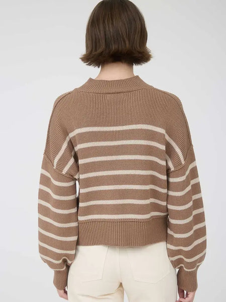 CITY STRIPE MOCK NECK SWEATER IN COCOA-Sweaters-MODE-Couture-Boutique-Womens-Clothing