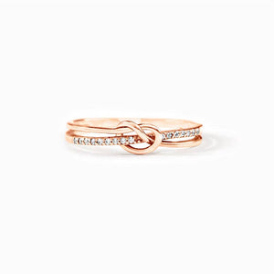 DOUBLE BAND KNOT STACKING RING 925 STERLING SILVER IN ROSE GOLD-RING-MODE-Couture-Boutique-Womens-Clothing